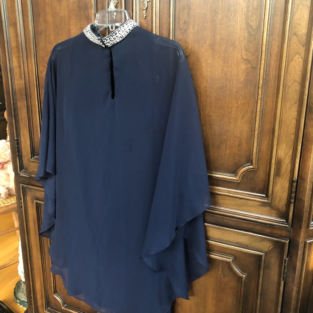 Xscape  Chiffon Overlay Sleeveless Dress